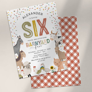 Niedliche Barnyard Farm 6. Geburtstag Einladung