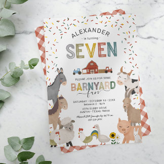 Niedliche Barnyard Farm 7. Geburtstag Einladung