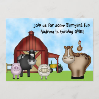 Niedliche Barnyard Farm Animes 1. Geburtstag Party Einladung