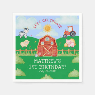 Niedliche Barnyard Farm Animes 1. Geburtstag Party Serviette