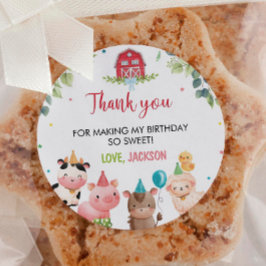 Niedliche Barnyard Farmtiere Geburtskennzeichnunge Runder Aufkleber