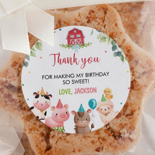 Niedliche Barnyard Farmtiere Geburtskennzeichnunge Runder Aufkleber