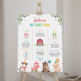 Niedliche Barnyard Farmtiere Geburtstag Milestone Poster