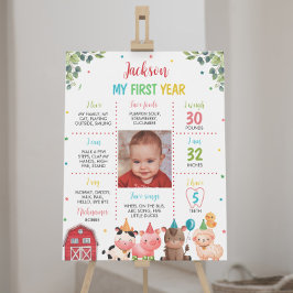 Niedliche Barnyard Farmtiere Geburtstag Milestone Poster