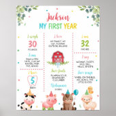 Niedliche Barnyard Farmtiere Geburtstag Milestone Poster (Vorne)