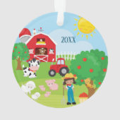 Niedliche Barnyard Tiere, Bauer Girl Weihnachten Ornament (Rückseite)