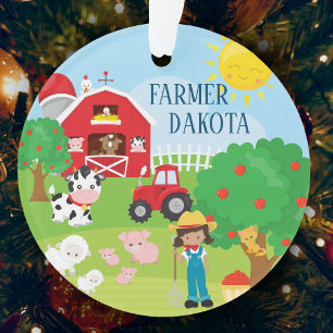 Niedliche Barnyard Tiere, Bauer Girl Weihnachten Ornament