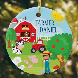 Niedliche Barnyard Tiere, Bauer, Traktor Weihnacht Keramik Ornament