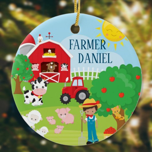 Niedliche Barnyard Tiere, Bauer, Traktor Weihnacht Keramik Ornament
