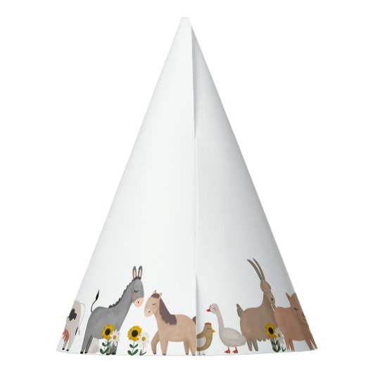 Niedliche Barnyard Tiere Geburtstag Partyhütchen (Rückseite)