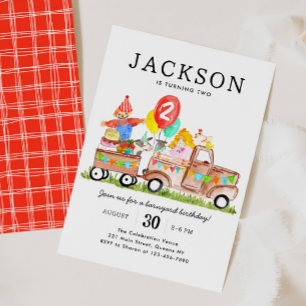 Niedliche Barnyard Tiere LKW Kids Farm Geburtstag Einladung