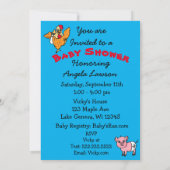 Niedliche Barthähnchen Farm Themed Baby Dusche Einladung (Rückseite)