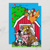 Niedliche Barthähnchen Farm Themed Baby Dusche Einladung (Vorne/Hinten)