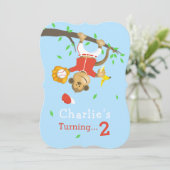 Niedliche Baseball-Affen-Geburtstagsparty Einladung (Stehend Vorderseite)