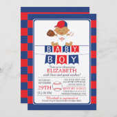 Niedliche Baseball Boys Kinderdusche Einladung (Vorne/Hinten)