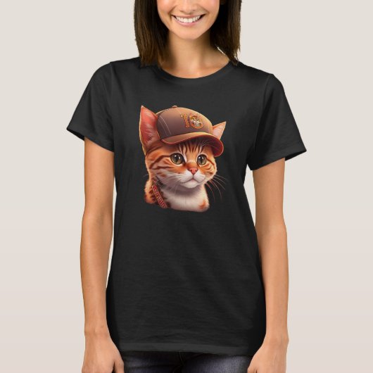 Niedliche Baseballkappe T-Shirt (Vorderseite)