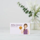Niedliche Basketball-Coach Girl Illustration Lila Visitenkarte (Stehend Vorderseite)