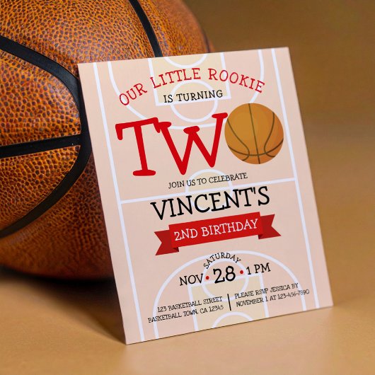 Niedliche Basketball Ribbon Budget 2. Geburtstagsf