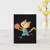 Niedliche Basketballkatze Karte (Gelbe Blume)