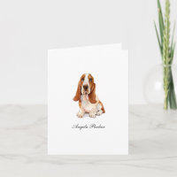 Niedliche Basset Hound Wasserfarbe gefaltet Danke