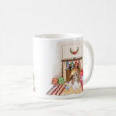 Niedliche Basset Hound Weihnachtsfeier Tasse. Kaffeetasse (VorderseiteRechts)