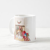 Niedliche Basset Hound Weihnachtsfeier Tasse. Kaffeetasse (Vorderseite Links)