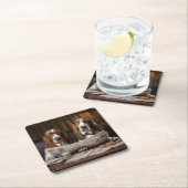 Niedliche Basset-Hunde beim Lesen einer Zeitung Rechteckiger Pappuntersetzer (Vor Ort)