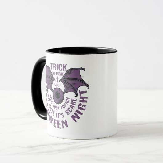 Niedliche Bat Halloween Tasse - Trick oder Trete (Vorderseite Links)