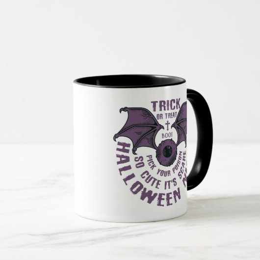 Niedliche Bat Halloween Tasse - Trick oder Trete (VorderseiteRechts)