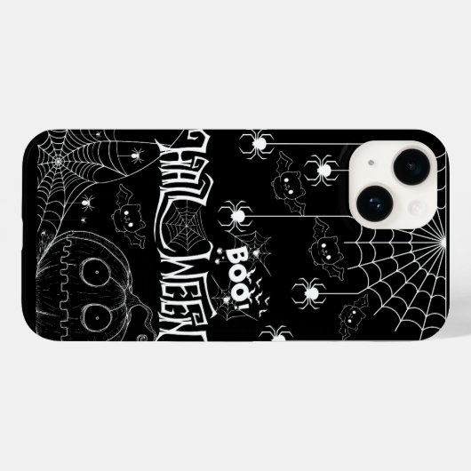 Niedliche Bats & Spooky Pumpkins iPhone Case (Rückseite (Horizontal))