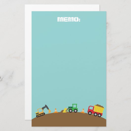 Niedliche Bau-Fahrzeuge für Jungen Briefpapier (Vorne/Hinten)