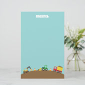 Niedliche Bau-Fahrzeuge für Jungen Briefpapier (Stehend Vorderseite)