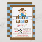 Niedliche Bauer Boys Kinderdusche Einladung (Vorne/Hinten)