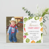 Niedliche Bauer Markt Geburtstag Foto laden Einladung (Stehend Vorderseite)