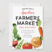 Niedliche Bauer Markt Gemüse Geburtstagspartei Einladung (Vorderseite)
