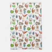 Niedliche Bauer mit grünen Hühnern  Geschirrtuch (Vertikal)