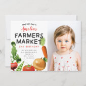 Niedliche Bauern Markt Gemüsegarantie Geburtstagsp Einladung (Vorderseite)