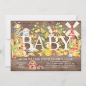 Niedliche Bauern Markt Kinderdusche Einladung (Vorderseite)