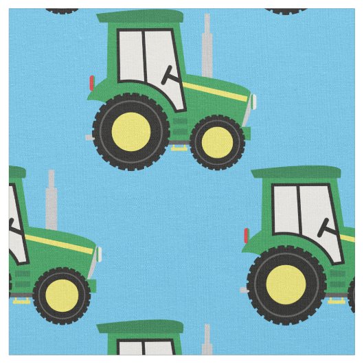 Niedliche Bauernkids Traktor blau Stoff (Nahaufnahme)
