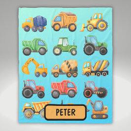 Niedliche Baufahrzeuge Boys Personalisiert Fleecedecke