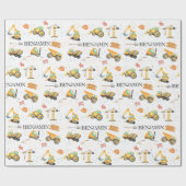 Niedliche Baufahrzeuge Junge Geburtstag Geschenkpapier (Flach)