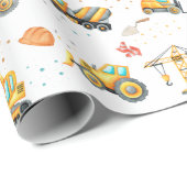 Niedliche Baufahrzeuge Junge Geburtstag Geschenkpapier (Rolleneckpunkt)