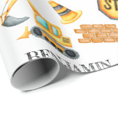 Niedliche Baufahrzeuge Junge Geburtstag Geschenkpapier (Rolleneckpunkt)