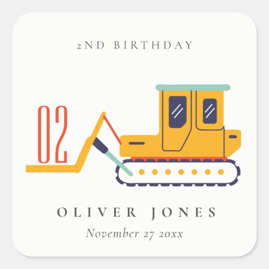 Niedliche Baugabel für jedes Alter Geburtstag Quadratischer Aufkleber (Vorderseite)