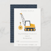 Niedliche Baukrane Windeln Raffle Babydusche Begleitkarte (Vorne/Hinten)