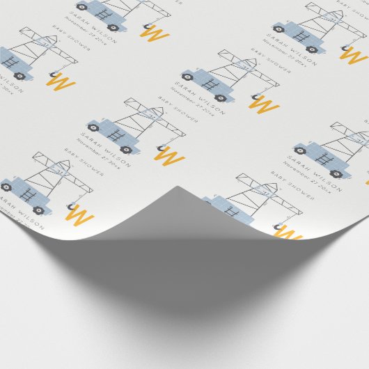 Niedliche Baukraniche Kinderdusche Geschenkpapier (Ecke)