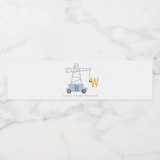 Niedliche Baukraniche Kinderdusche Wasserflaschenetikett (Einzelnes Label)