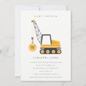 Niedliche Baukranwagen Kinderdusche einladen Dankeskarte (Vorderseite)