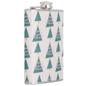 Niedliche Baumdoodles Rosa Grün Flachmann (Rechts)