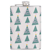 Niedliche Baumdoodles Rosa Grün Flachmann (Vorderseite)